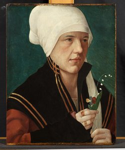 Porträt einer Frau mit Maiglöckchen und Stiefmütterchen, 1510-20 von Marx Reichlich