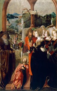 Der Leichnam des Hl. Jakobus vor Königin Lupa von Spanien, Tafel vom Altar des Hl. Jakobus und Hl. Stephanus