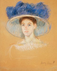 Kopf einer Frau mit großem Hut, ca. 1909 von Mary Cassatt
