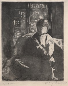 Stricken in der Bibliothek von Mary Cassatt