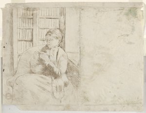 Stricken in der Bibliothek, ca. 1881
