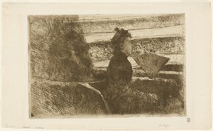 Dame in Schwarz, in einer Loge, nach rechts blickend von Mary Cassatt