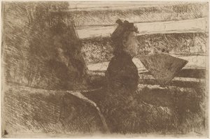 Dame in Schwarz, in einer Loge, nach rechts gewandt, ca. 1880 von Mary Cassatt