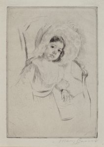 Margot in einem schlaffen Hut, lehnt an einem Stuhl, ca. 1902 von Mary Cassatt