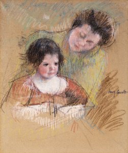 Reine lehnt sich über Margots Schulter von Mary Cassatt