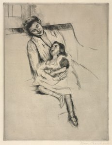 Reine und Margot auf einem Sofa sitzend von Mary Cassatt
