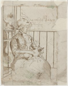 Susan auf einem Balkon mit einem Hund [verso] von Mary Cassatt