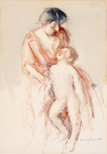 Frau mit nacktem Jungen zu ihrer Linken von Mary Cassatt