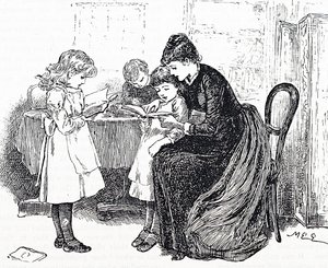 Kinder werden von ihrer Mutter vorgelesen von Mary Ellen Edwards