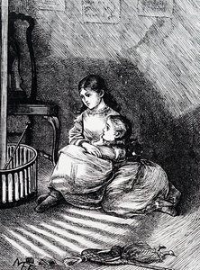 Kinder sitzen am Kamin von Mary Ellen Edwards
