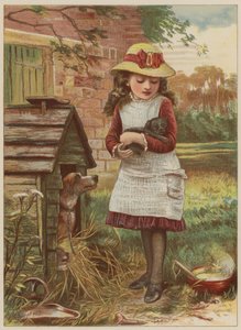 Mädchen mit Welpen von Mary Ellen Edwards