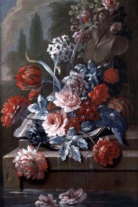 Stillleben mit Blumen an einem Brunnen von Mary Moser