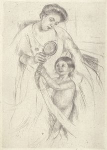 In einen Handspiegel schauen #3 von Mary Stevenson Cassatt