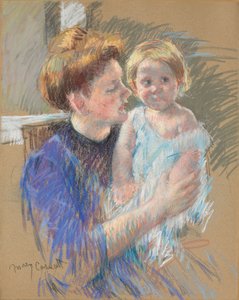 Mutter in Lila, die ihr Kind hält, ca. 1914