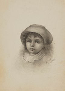 Ohne Titel (Kopf eines Kindes mit Hut) von Mary Vaux Walcott