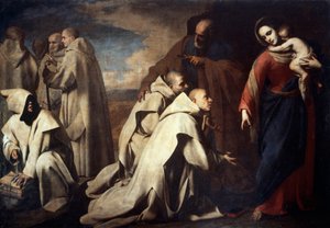 Madonna und St. Peter trösten die Anhänger von St. Bruno, gehalten in Rom am päpstlichen Hof von Massimo Stanzione