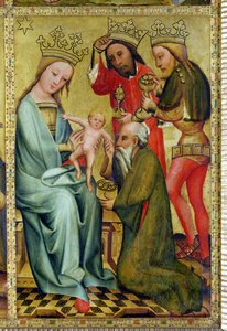 Die Anbetung der Könige vom Hochaltar von St. Peter in Hamburg, der Grabower Altar, 1383 (Tempera auf Holz) von Master Bertram of Minden