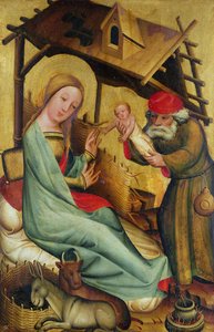 Die Geburt Christi vom Hochaltar von St. Peter in Hamburg, der Grabower Altar, 1383 (Tempera auf Tafel) von Master Bertram of Minden