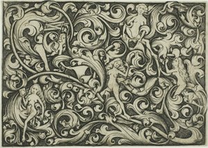 Ornament mit kämpfenden Frauen von Master E.S.