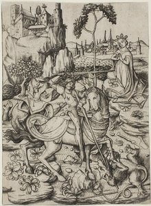 Sankt Georg mit dem Storchennest von Master E.S.