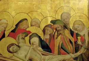 Die Grablegung, Tafel vom St. Thomas Altar aus der St. Johanniskirche, Hamburg, begonnen 1424 (Detail)