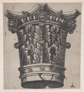 Speculum Romanae Magnificentiae: Kapitell mit Köpfen und Masken, ca. 1537 von Master GA
