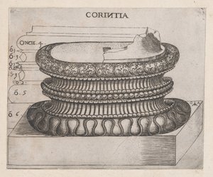 Speculum Romanae Magnificentiae: Korinthische Basis, ca. 1537 von Master GA