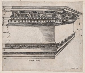 Speculum Romanae Magnificentiae: Korinthisches Gebälk, ca. 1535 von Master GA