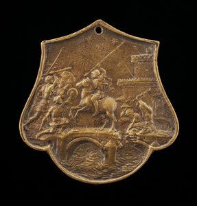 Horatius Cocles verteidigt die Brücke, zweite Hälfte des 15. Jahrhunderts von Master IO.FF.