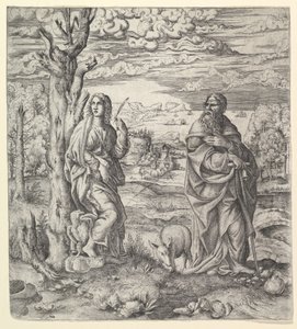 Heiliger Johannes und Antonius in einer Landschaft, ca. 1544-45 von Master IQV