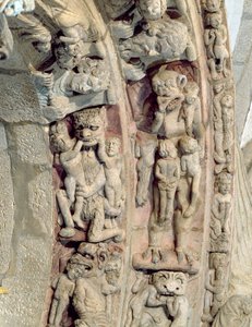 Detail des Portico de la Gloria mit Höllenszenen