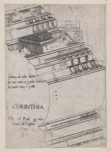 Speculum Romanae Magnificentiae: Gebälk vom Tempel des Vespasian, Rom, 1537 von Master PS