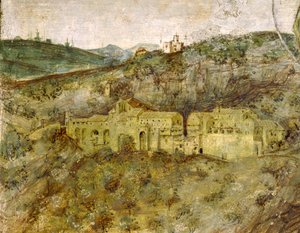 Ansicht eines Klosters von Master Trecentesco of Sacro Speco School
