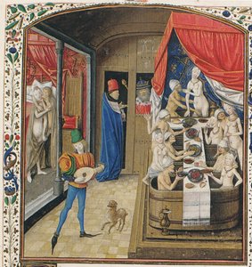 Ein Badehaus. Aus Facta et dicta memorabilia von Valerius Maximus, ca. 1470 von Master of Anthony of Burgundy