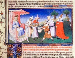 Kublai Khan beim Bezahlen von Einkäufen, ca. 1280er Jahre, frühes 15. Jahrhundert von Master of Boucicaut