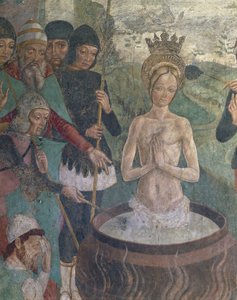 Italien, Region Piemont, Provinz Alessandria, Serralunga di Crea, Sacro Monte di Crea, Heiligtum Santa Maria Assunta, Kapelle der Heiligen Margareta von Antiochia, Passion der Heiligen Margareta von Antiochia (Detail) von Master of Crea