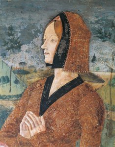 Italien, Region Piemont, Provinz Alessandria, Serralunga di Crea, Sacro Monte di Crea, Heiligtum Santa Maria Assunta, Kapelle der Heiligen Margareta von Antiochia, Porträt einer Frau