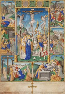 Die Kreuzigung mit sechs Szenen aus der Passion Christi