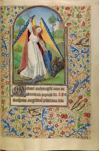Sankt Michael kämpft gegen den Teufel von Master of Jacques of Luxembourg