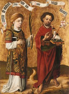 Die Heiligen Stephanus und Johannes der Täufer von Master of Liesborn