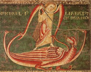 Sankt Michael kämpft gegen den Drachen von Master of Llussà