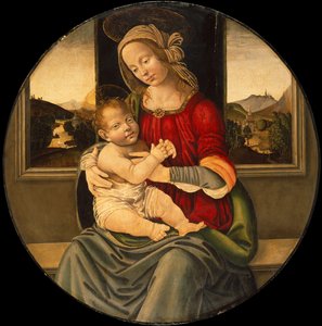 Die Madonna mit Kind, eine Landschaft dahinter von Master of Naumburg Madonna