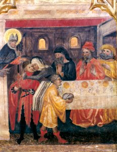 Altarbild des Heiligen Nikolaus, der Heiligen Klara und des Heiligen Antonius (Detail) von Master of Obispo Galiana