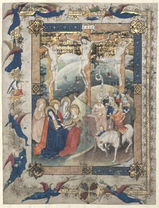 Blatt aus einem Messbuch: Die Kreuzigung Frontispiz für den Kanon der Messe, ca. 1440-1450