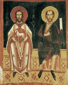 Rechtes Detail mit der Darstellung von St. Paul und St. Johannes dem Täufer von Master of Pedret