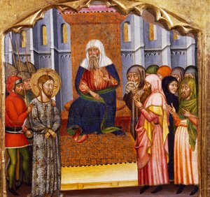 Der Prozess Jesu, von Meister von Rubio, Predella des Altars der Kirche Santa Maria, Rubio, Gemälde auf Holz von Master of Rubió