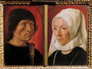 Porträt eines Mannes und seiner Frau. Darstellung eines Paares (Doppelporträt). Gemälde des Meisters von Saint Gilles (tätig zwischen 1490-1510), französische Schule