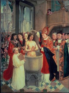Die Taufe von Chlodwig I. in Reims durch den heiligen Remigius am 25.12.496 (oder 499), ca. 1490-1510 von Master of Saint Giles