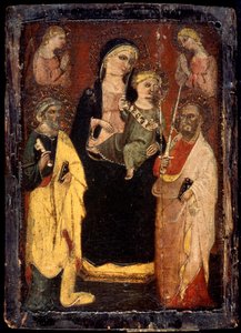 Madonna und Kind auf dem Thron mit den Heiligen Petrus und Paulus, um 1400