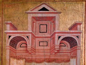 Die Heilige Cäcilia und die Geschichte ihres Lebens (Architekturdetail) von Master of St. Cecilia